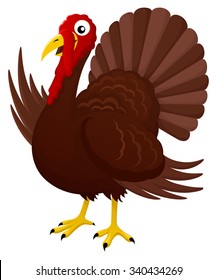 Vector illustration of a smiling cartoon turkey.