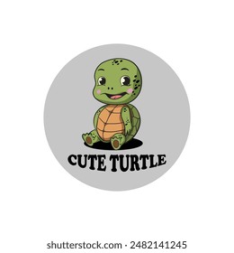 Vector illustration of a smiling cartoon turtle