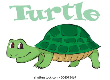 Cartoon Turtle Text Hand Drawn Illustration Stock Vector (Royalty Free ...