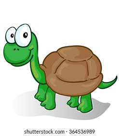 Vector illustration of a smiling cartoon turtle on white background