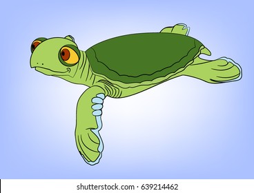 Vector illustration of a smiling cartoon turtle