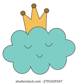 Vector illustration a smiling cloud with crown