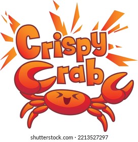 vector illustration of a smiling crab logo with claws forming the letter C on the words "crab", suitable for crab chips logo branding.