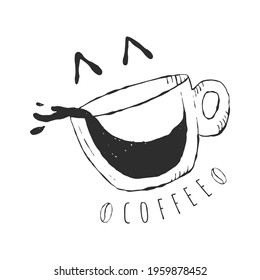 Vector illustration of a smiling cup of coffee