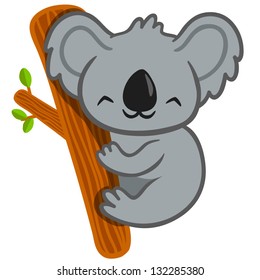 Vector illustration of smiling cute cartoon koala.