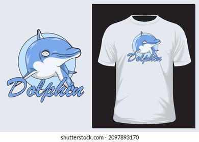 vector illustration of a smiling dolphin in action. t shirt and sticker