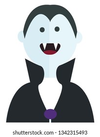 Vector illustration of a smiling Dracula on white background 