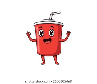 Vector illustration of a smiling drink cup with straw – perfect for food branding or kids menus.
