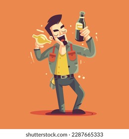 Vector Illustration of Smiling drunk person 