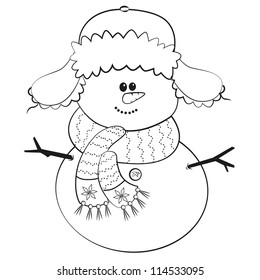 Vector illustration of a smiling easy snowman with cap