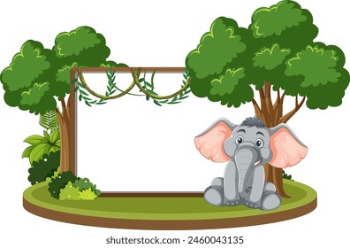 Ilustración vectorial de un elefante sonriente en la naturaleza