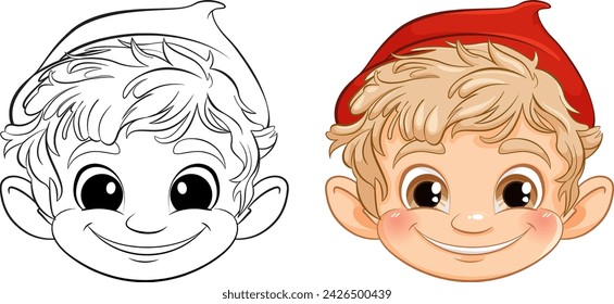 Ilustración vectorial de un niño elfo sonriente.