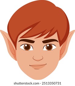 Vector illustration of a smiling elf face