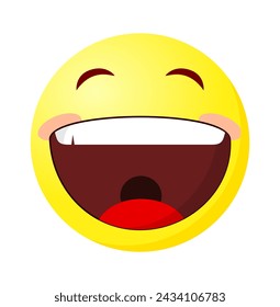 Vector illustration of a smiling face emoji on white background