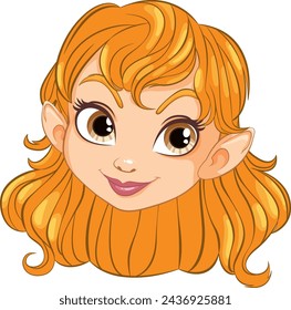 Vector illustration of a smiling female elf face.