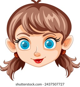 Vector illustration of a smiling female elf face.