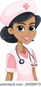 Vector illustration of a smiling female nurse