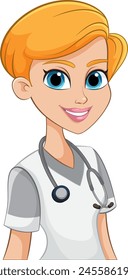 Vector illustration of a smiling female nurse