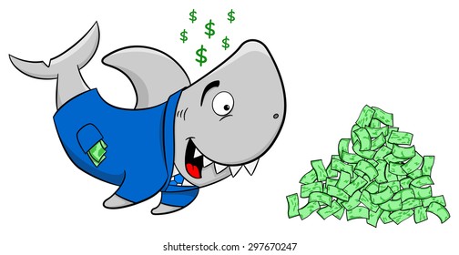 vector illustration of a smiling financial shark 