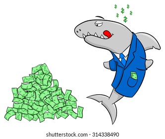 vector illustration of a smiling financial shark 