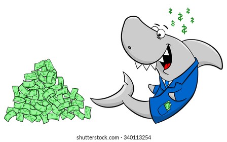 vector illustration of a smiling financial shark 