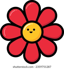 Vector illustration of a smiling flower emoticon.