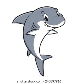 Vector illustration of a smiling friendly shark for design element