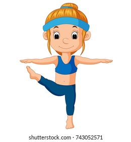 vector illustration of a smiling girl doing yoga
