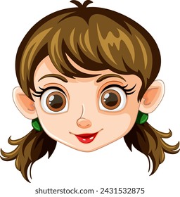 Vector illustration of a smiling girl with elf ears.