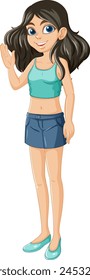 Vector illustration of a smiling girl waving