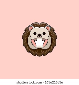 Vector illustration of smiling hedgehog. Isolated on white. Cute cartoon character.