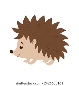 vector illustration of smiling hedgehog isolated on white, cute cartoon character