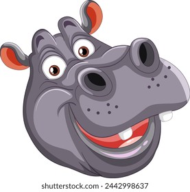 Vector illustration of a smiling hippo face