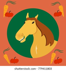 vector illustration of smiling horse