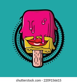 vector illustration of smiling ice cream