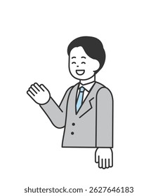 Ilustração vetorial de um homem sorridente dando direções