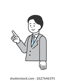Vector illustration of a smiling man giving directions