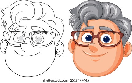 Vector illustration of a smiling man with glasses
