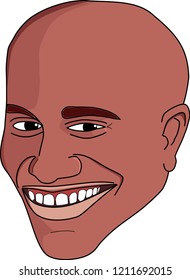Vector illustration of a smiling man's face, either ironically or cheerfully looking at observer