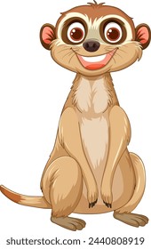 Vector illustration of a smiling meerkat sitting.