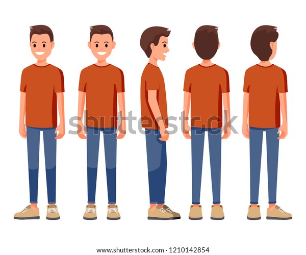 Vector Illustration Smiling Men Casual Clothes Stock Vector (royalty 