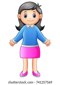 Vector illustration of Smiling mother waving hand