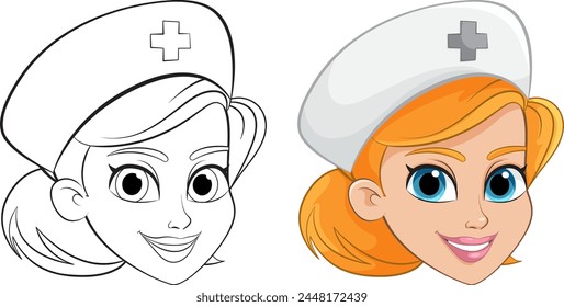 Vector illustration of a smiling nurse character