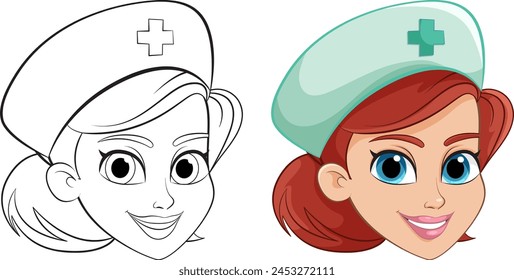 Vector illustration of a smiling nurse character