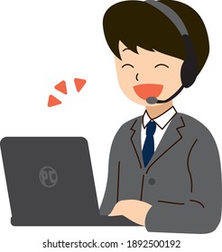 Vector illustration of a smiling operator