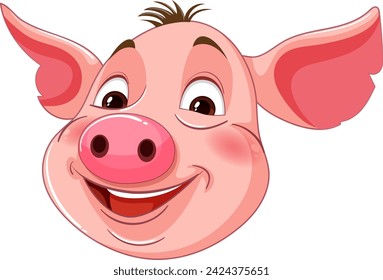 Vector illustration of a smiling pig character