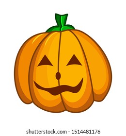 Vector illustration with a smiling pumpkin. Surprised pumpkin. Pattern for Halloween. Template for cards, paper, wallpaper, textile and other uses.