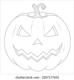 Vector illustration with smiling pumpkins. Coloring page with Halloween characters.