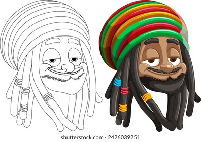 Vector illustration of a smiling Rasta character.