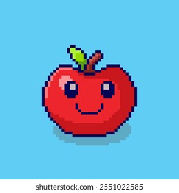 Ilustração vetorial de Smiling Red Apple com Pixel Art Design, perfeito para recursos de jogo projetos temáticos